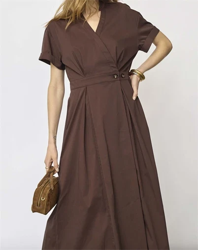Co' Couture - ElaraCC Wrap Kjole - Dark Brown